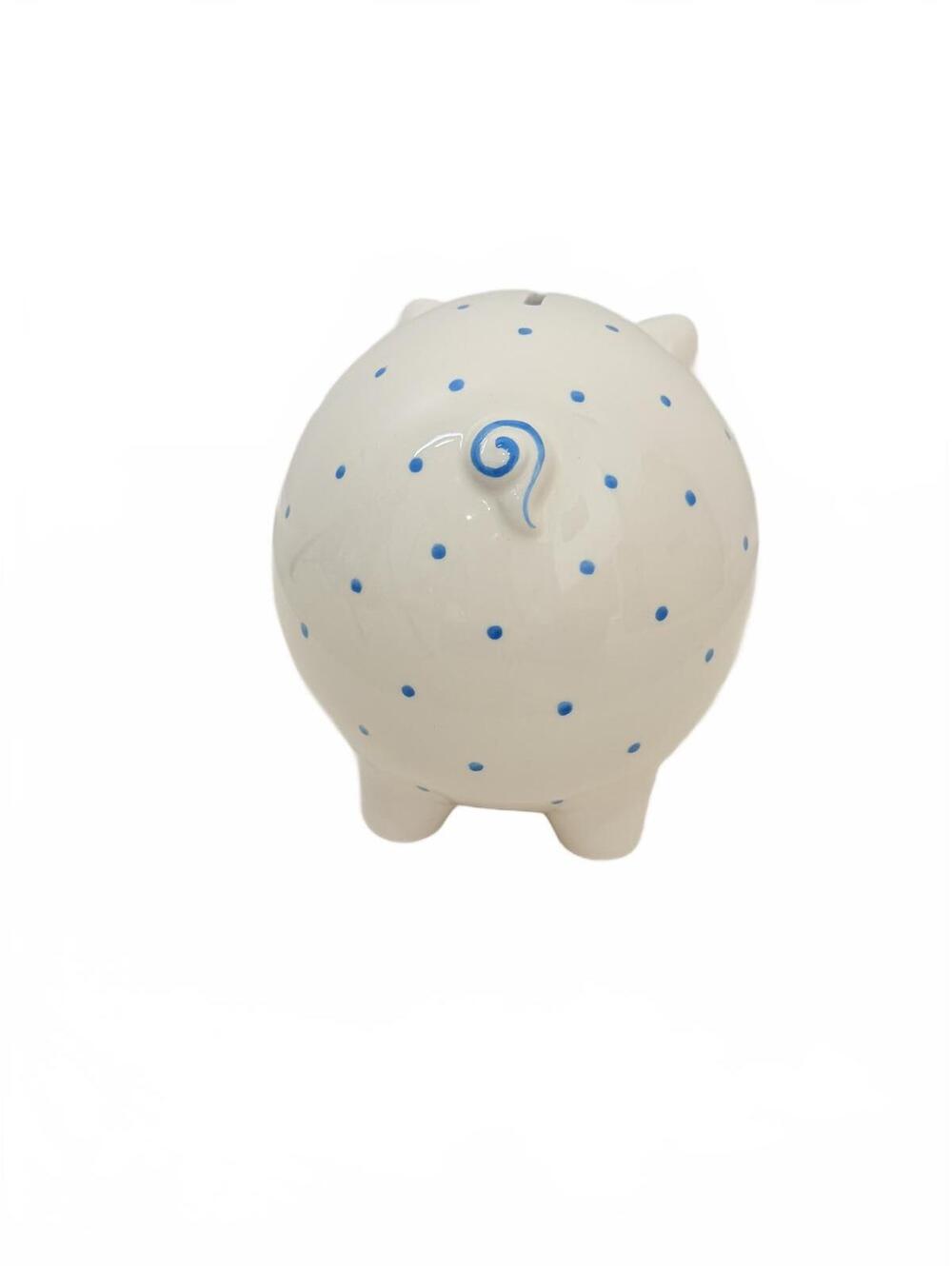 Tiffany & Co Earthenware Dot Piggy Bank White Blue Polka Dots Ceramic - Picture 4 of 6